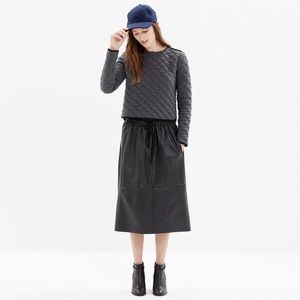 Madewell Drawstring 100% Leather Midi Skirt
